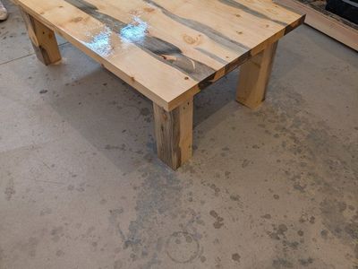 blue stain pine coffee table