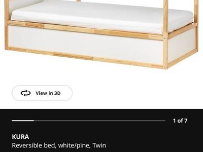 IKEA KURA Reversible Twin Bed Frame - White/Pine Wood, Versatile Kids Furniture