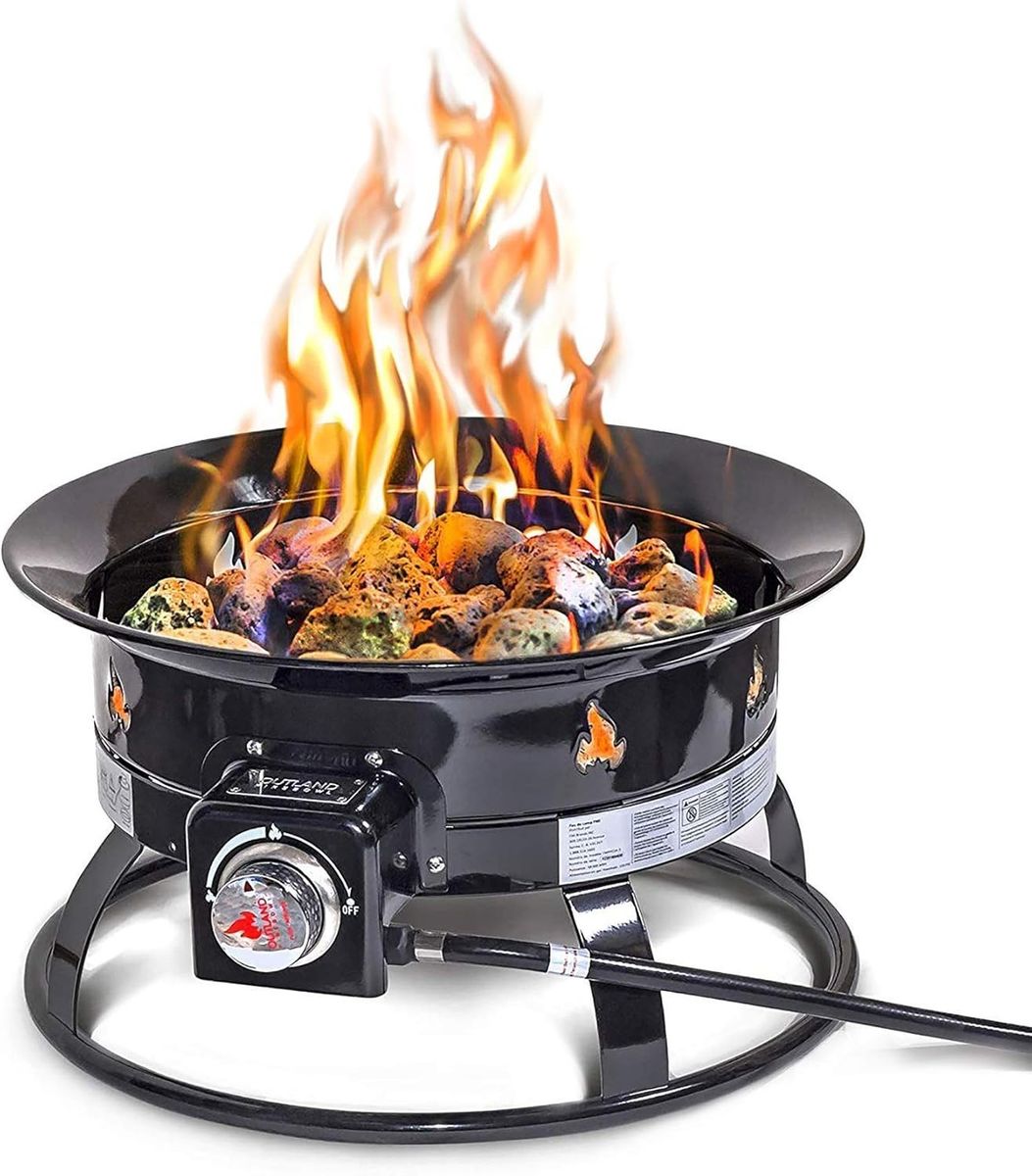 Outland Living Portable Propane Fire Pit, 19-inch, 58,000 BTU with Fire Pit Cover & Carry Kit, Smokeless Gas Fire bowl