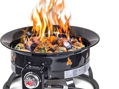 Outland Living Portable Propane Fire Pit, 19-inch, 58,000 BTU with Fire Pit Cover & Carry Kit, Smokeless Gas Fire bowl