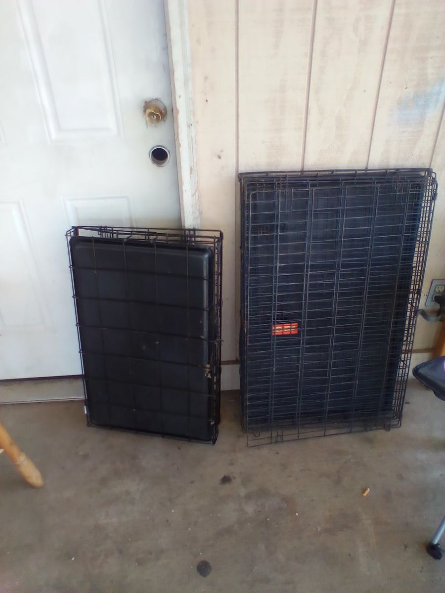 Used Black Metal Wire Dog Crate Pet Kennel with Tray - Multiple Sizes Available