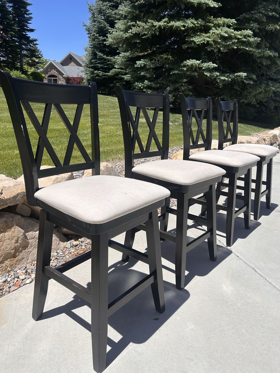 4 Counter Height Bar Stools – X Back Design