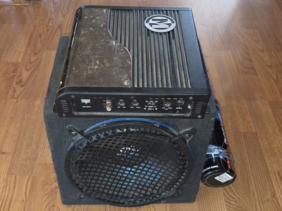Complete Car Audio Bass Package – 10" Pyle Blue Label Subwoofer, Memphis Amp, 2.0 Farad Capacitor & Custom Box