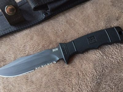 SOG SEAL Pup Elite Fixed Blade Knife Partially Serrated with Nylon Sheath