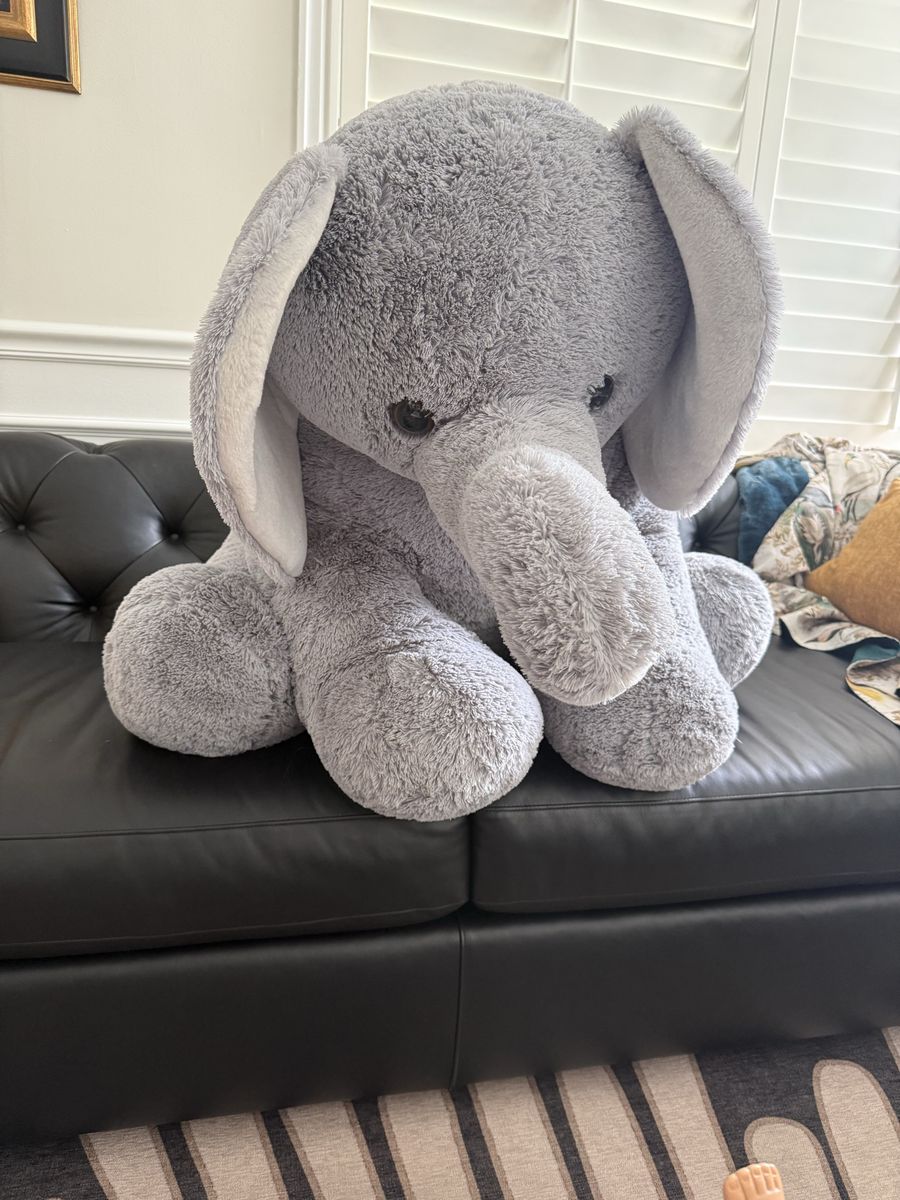 Large Gray Elephant Stuffed Animal Plush Toy