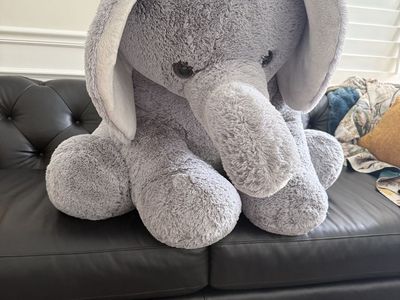 Large Gray Elephant Stuffed Animal Plush Toy