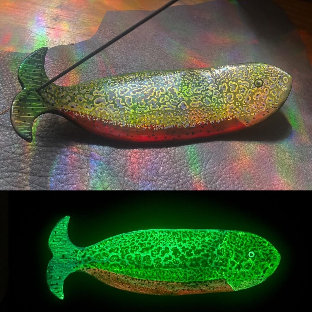 Glowing Trout Ceramic Incense Holder Fly Fisfing