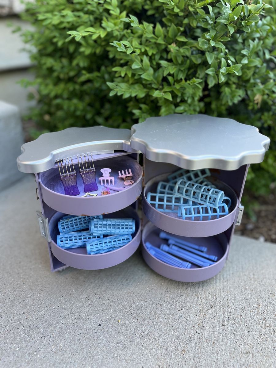 Purple American Girl Doll Hair Styling Salon Caddy + Hair Accessories | $20 OBO
