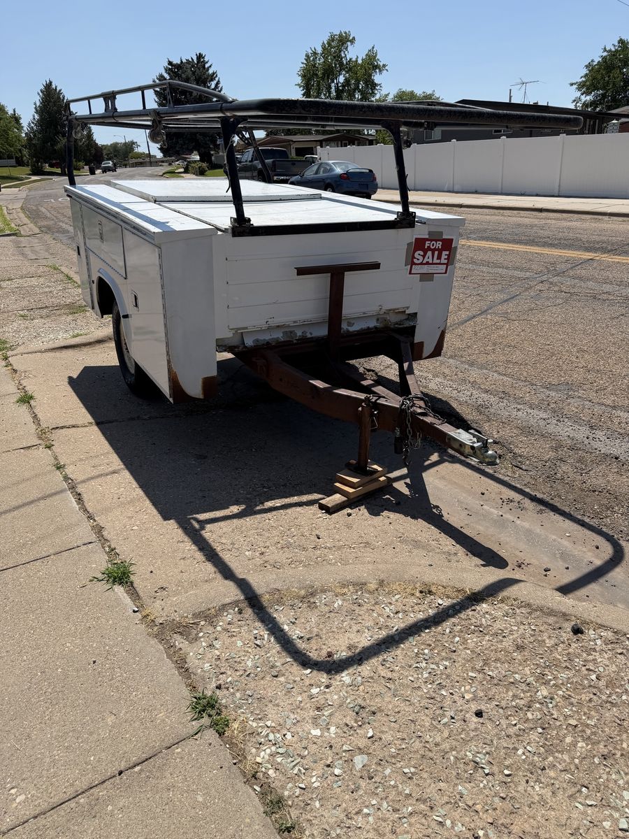 Utility Trailer with Ladder Rack and Storage - White, Used
