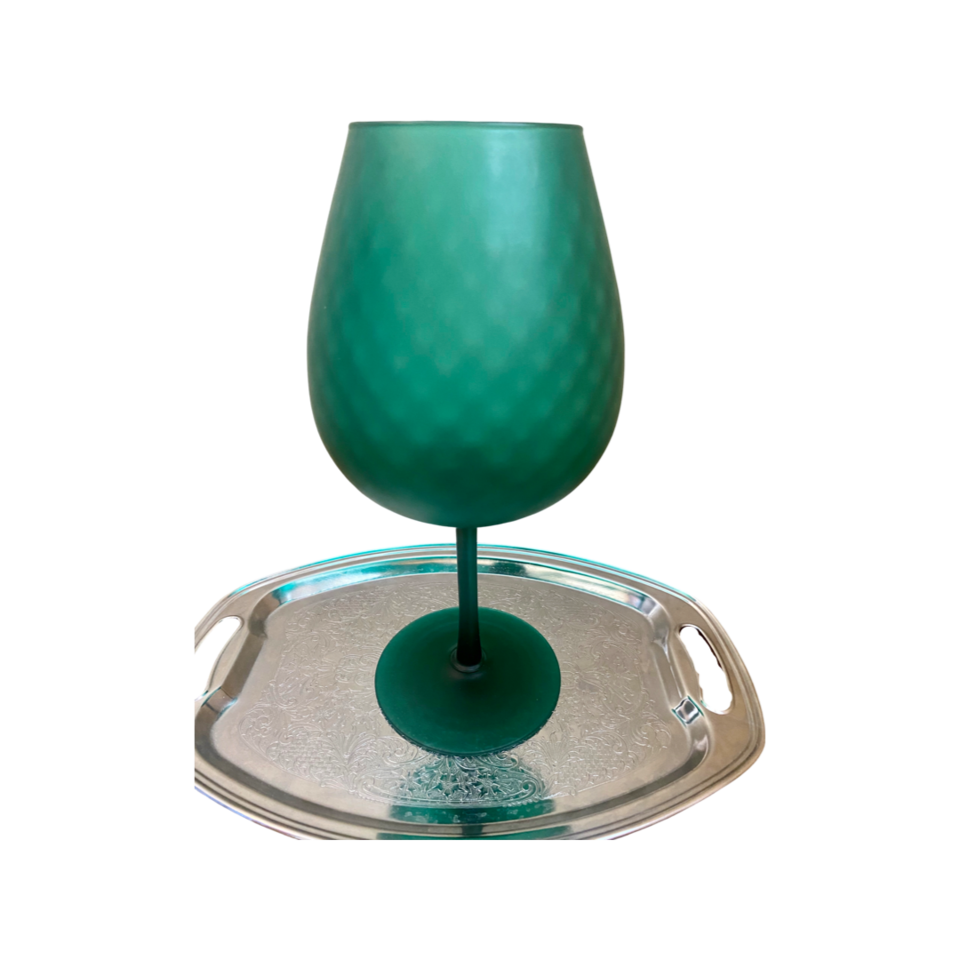 Midcentury Modern Beautiful Green Optic Quilted Italian Glass - Wonderful Glass Variations - C PICS.