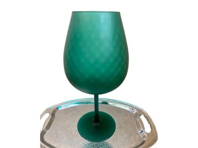 Midcentury Modern Beautiful Green Optic Quilted Italian Glass - Wonderful Glass Variations - C PICS.