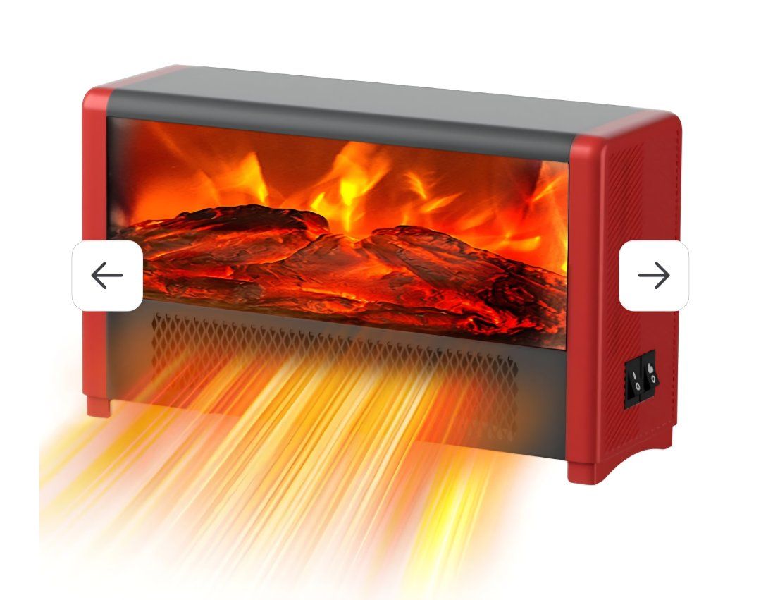 New Small Space Heater with Realistic Flame Effect, 600W Portable Mini Electric Desk Heater for Indoor Use, Bedroom, Office