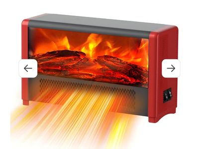 New Small Space Heater with Realistic Flame Effect, 600W Portable Mini Electric Desk Heater for Indoor Use, Bedroom, Office