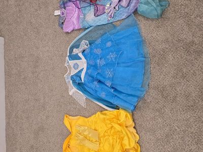 Disney Princess Dress Up Costume Lot - Belle, Ariel, Elsa & Rapunzel wig