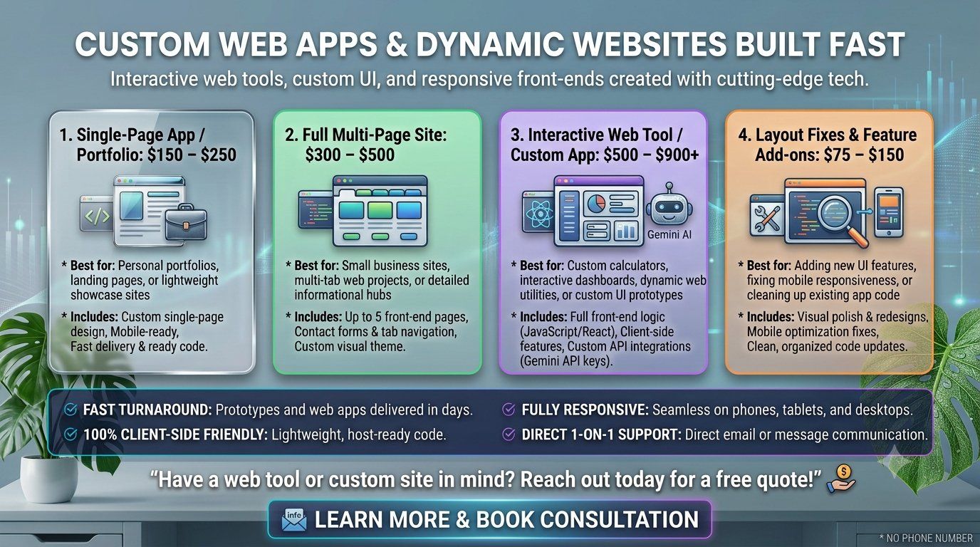 Custom Web Apps & Dynamic Websites - Single-Page to Multi-Page & Interactive Tools