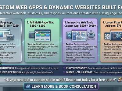 Custom Web Apps & Dynamic Websites - Single-Page to Multi-Page & Interactive Tools