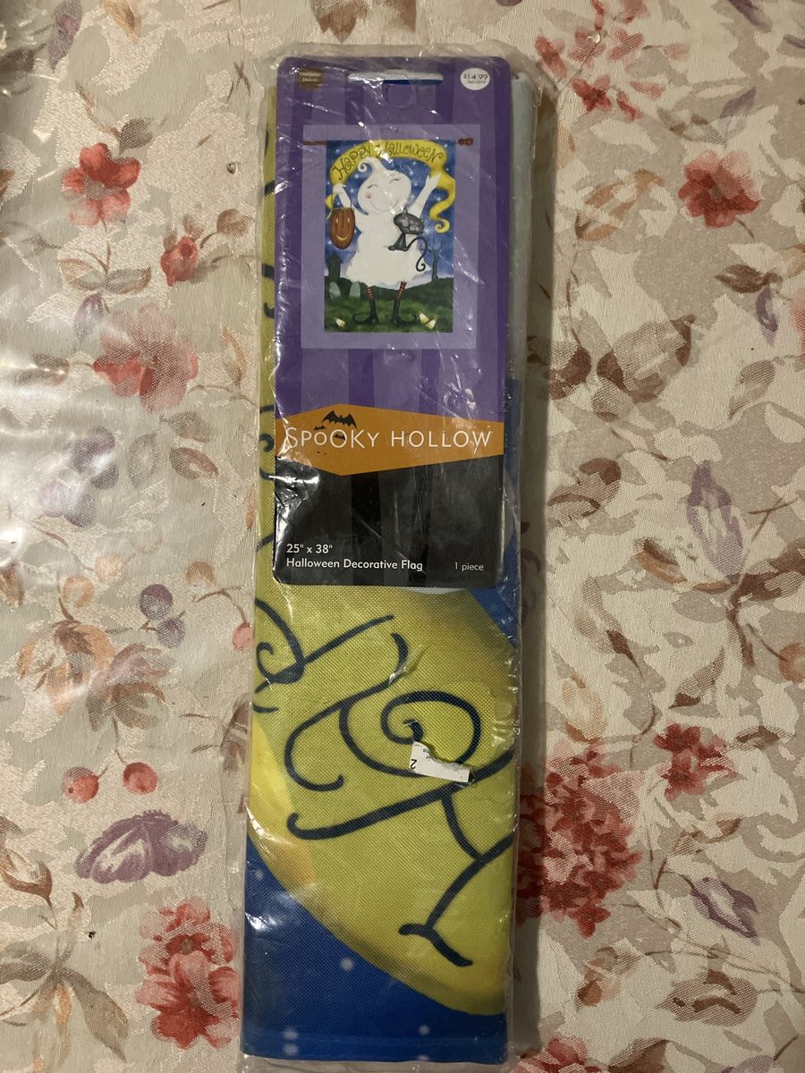Spooky Hollow Happy Halloween Ghost Decorative Flag 25" x 38"