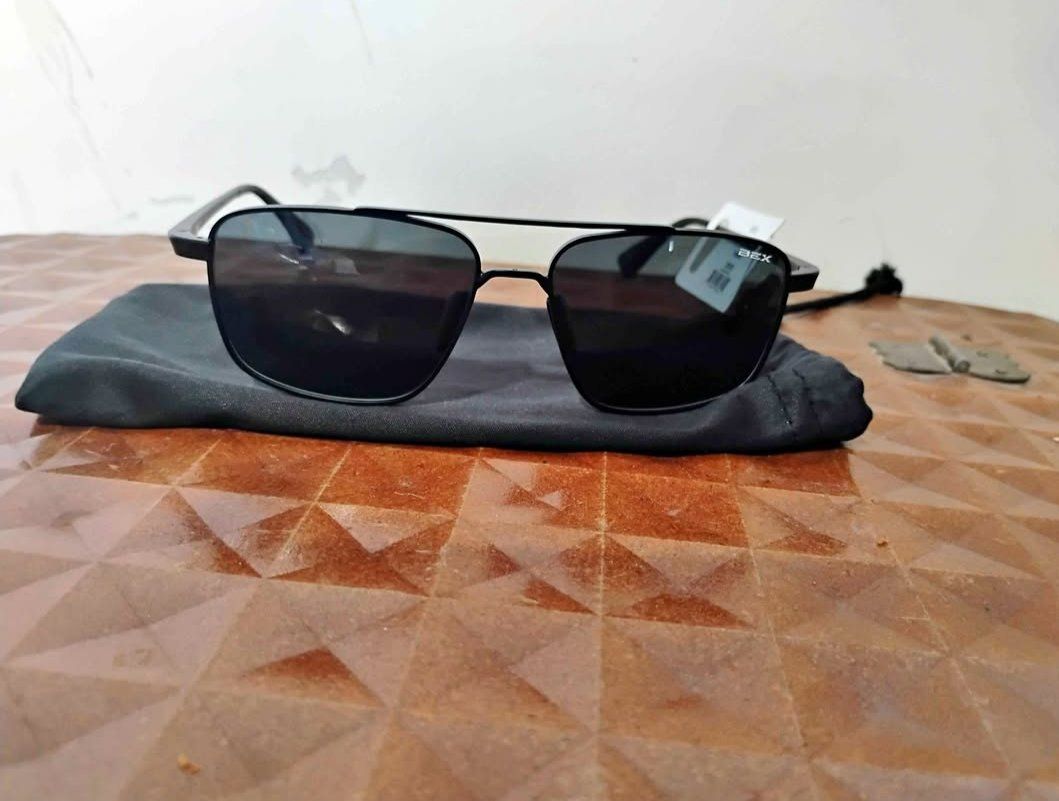 BEX Sunglasses Black Aviator Style with Case