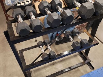 Dumbells and rack