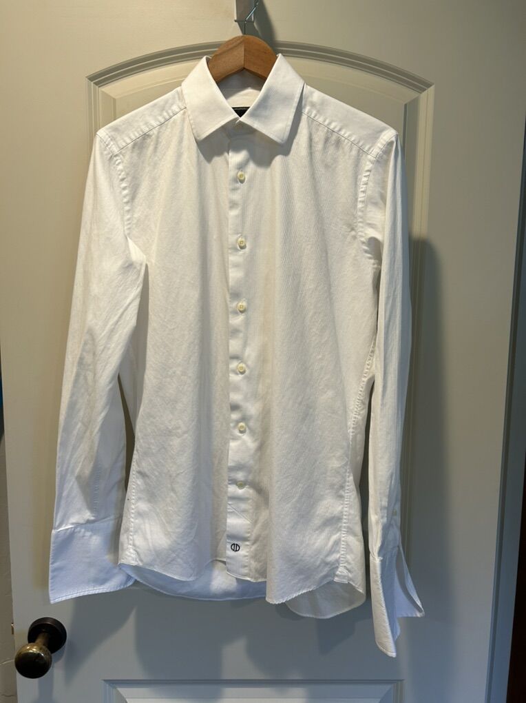 David Donahue White Trim Fit 15.5 34/35 Cuff Links