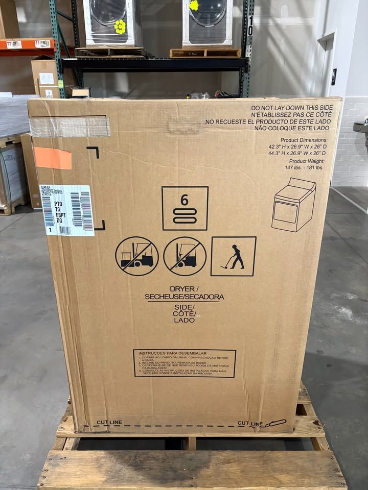GE PTD70EBPTDG 27-Inch Smart Electric Dryer with 7.4 Cu.Ft. Capacity, in Gray Finish, Brand New!