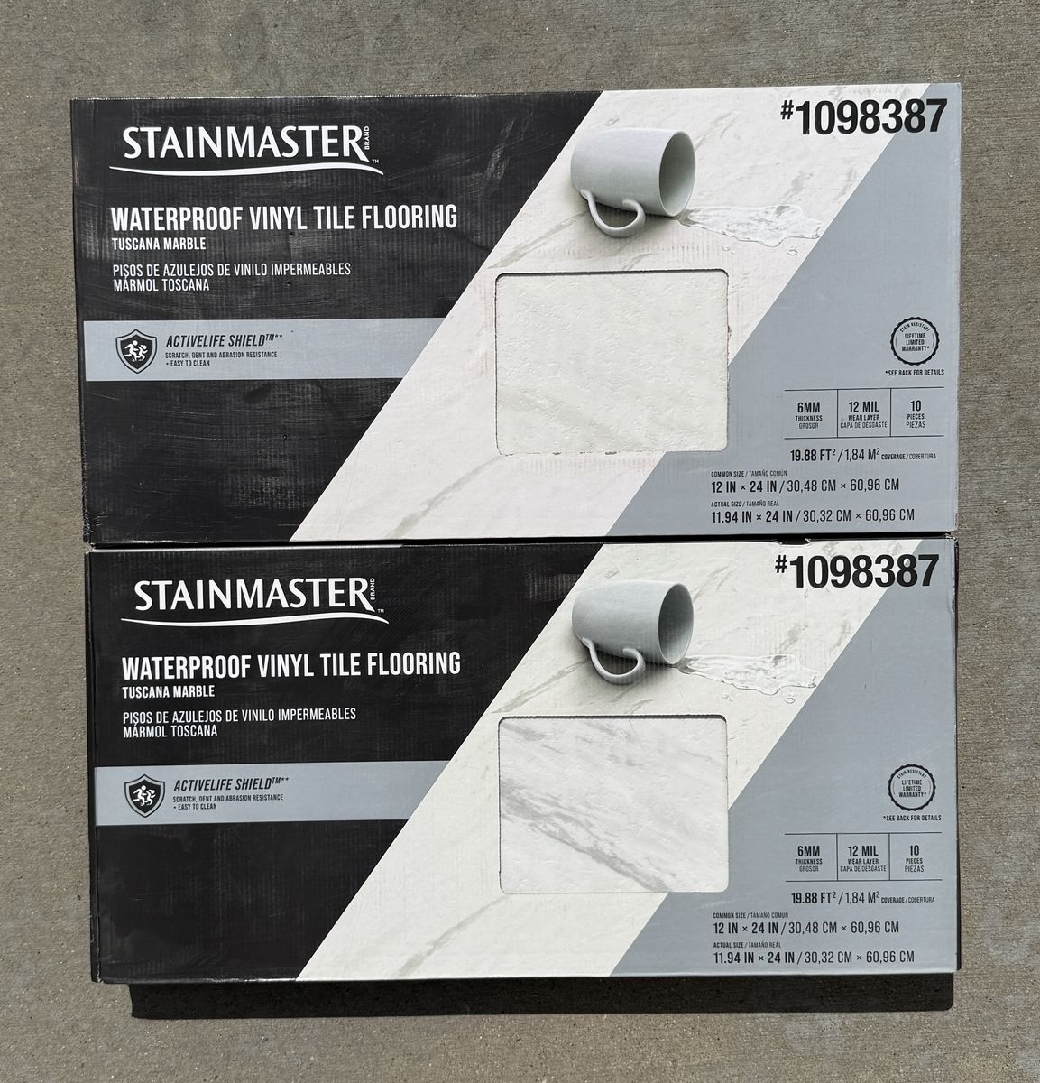 STAINMASTER Tuscana Marble Look Waterproof Luxury Vinyl Tile Flooring