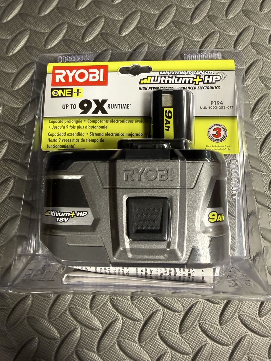 New RYOBI ONE+ P194 18V 9Ah Lithium+ HP High Performance Extended Capacity Battery