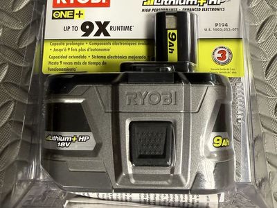 New RYOBI ONE+ P194 18V 9Ah Lithium+ HP High Performance Extended Capacity Battery