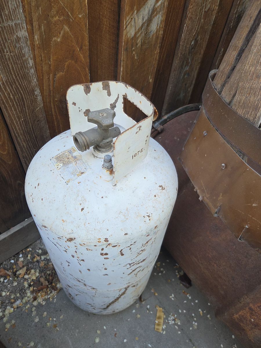 RV or camp trailer 2 foot tall propane tank