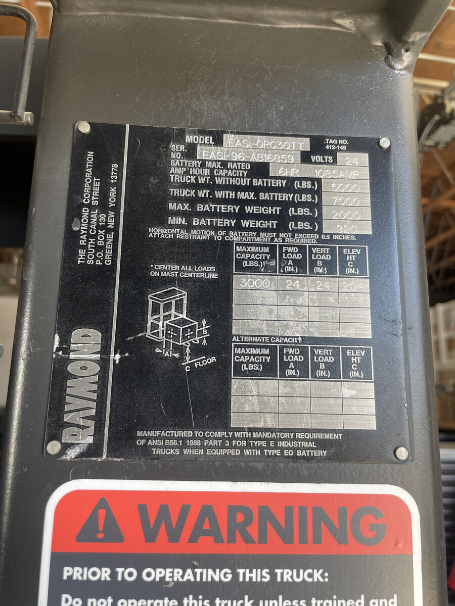 Raymond Forklift/ isle stacker $9,000.00