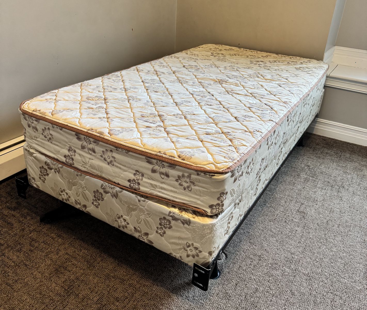 Twin Mattress, Boxspring, And Metal Frame