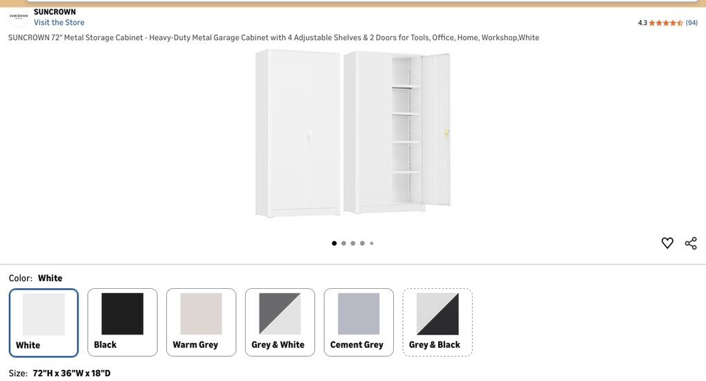 SUNCROWN 72 Metal Storage Cabinet -