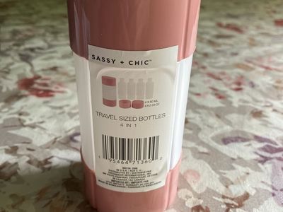 SASSY + CHIC 4-in-1 Travel Sized Bottles 4 x 60ml/2.03oz - Pink/White TSA Approved