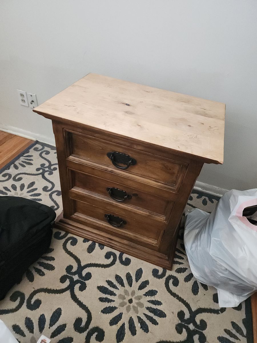 Free 2 Wooden Nightstand Side Tables w/ 1 & 3 Drawers - Rustic Style, Good Condition