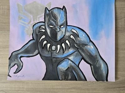 Original Hand-Painted Black Panther Art
