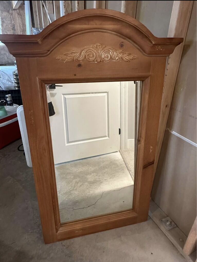 Hanging Solid Wood Mirror