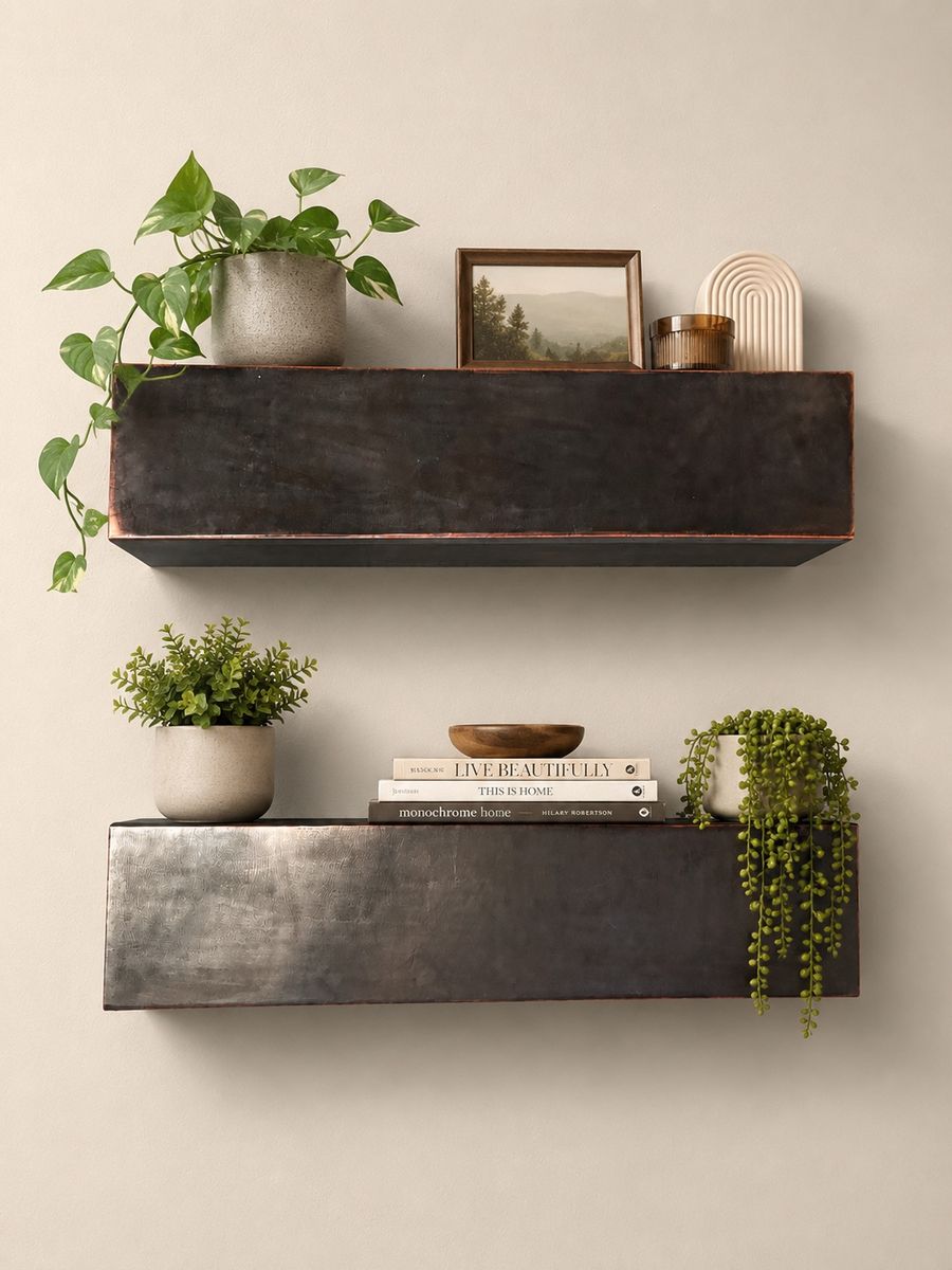 House of Mercier Leather Floating Shelves (Pair)