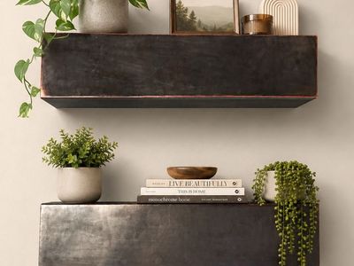 House of Mercier Leather Floating Shelves (Pair)