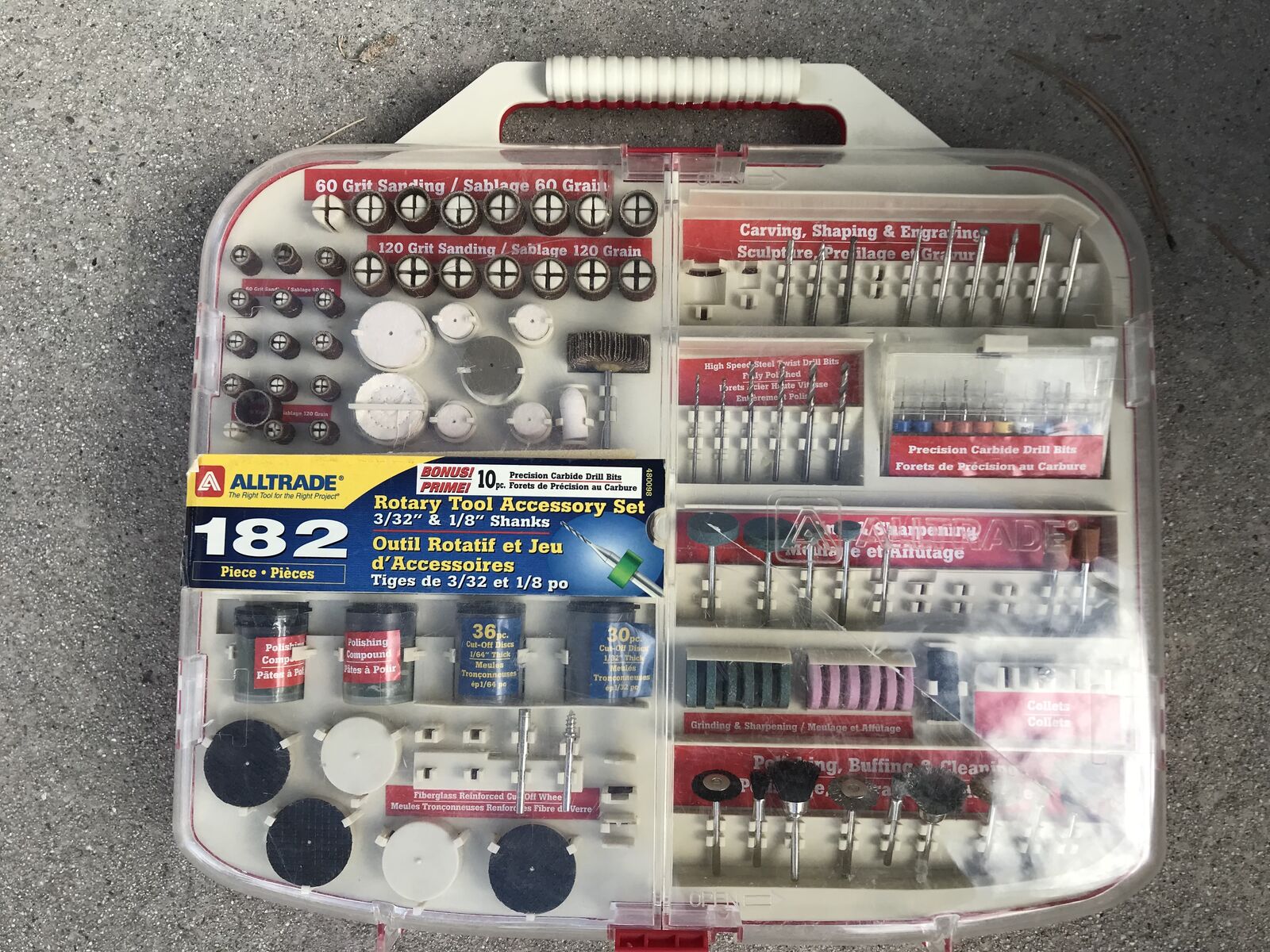 Alltrade 182-Piece Rotary Tool Workshop with Flex Shaft & Storage Bin