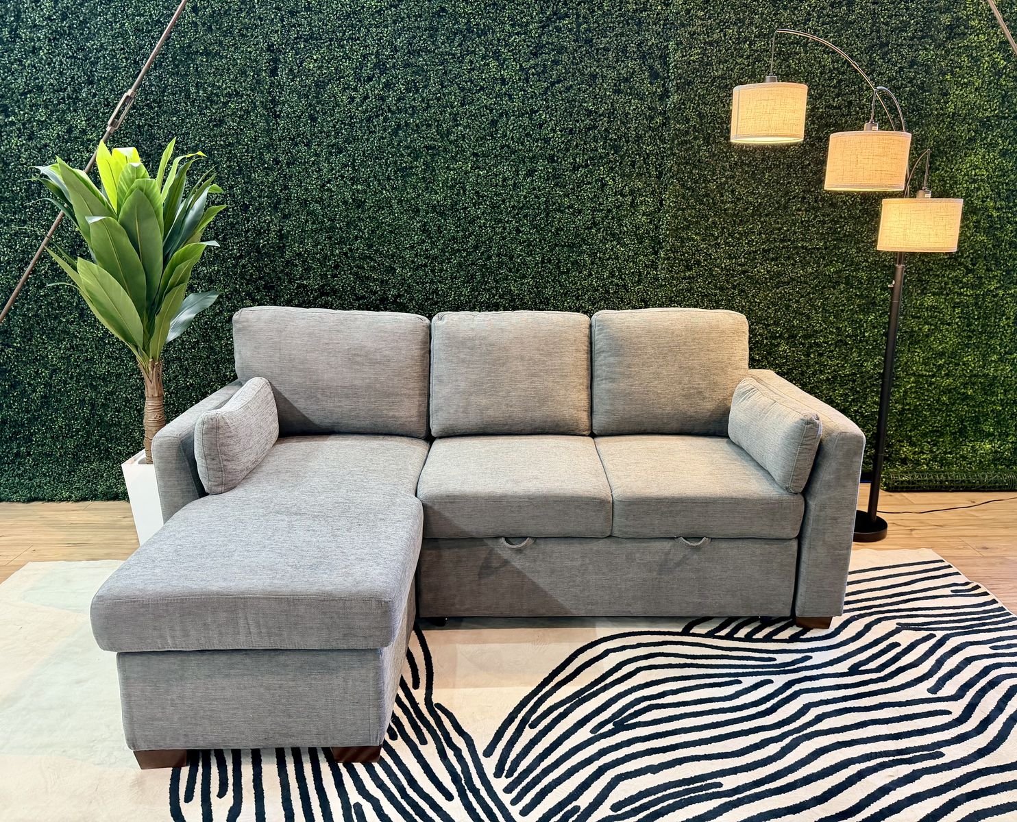 CODDLE CAMERON SLEEPER SOFA – REVERSIBLE CHAISE + STORAGE – GRAY