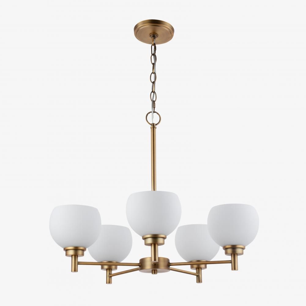Modern 3 Light Chandelier Brass Frosted Round Glass