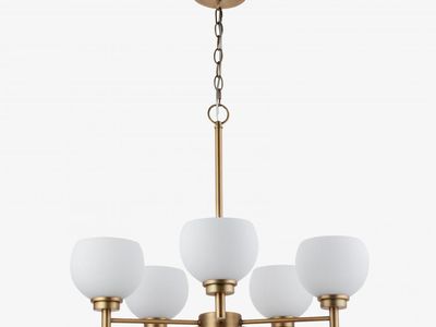 Modern 3 Light Chandelier Brass Frosted Round Glass