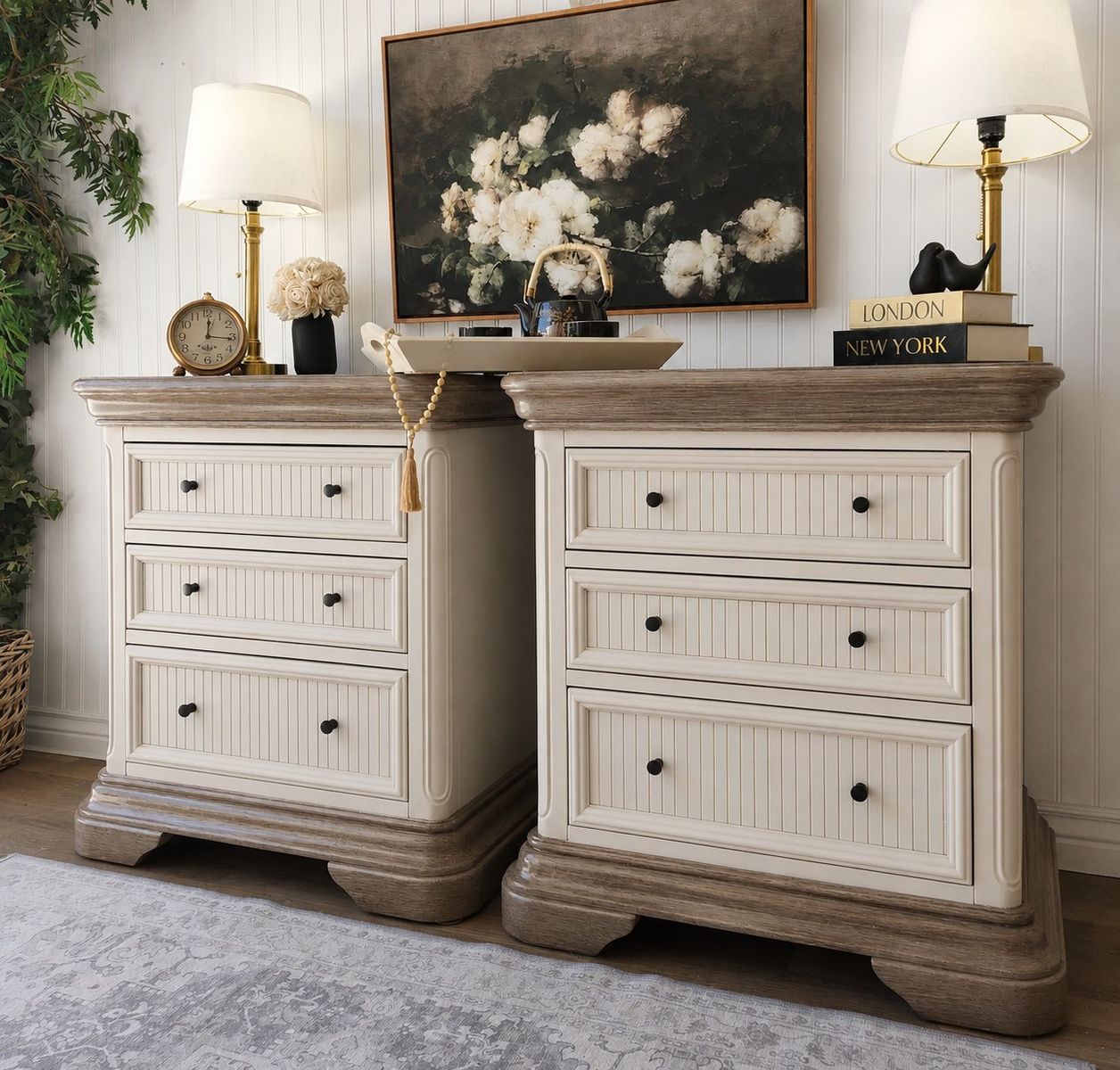 Large Fluted 3 Drawer Nightstands - The Hampton