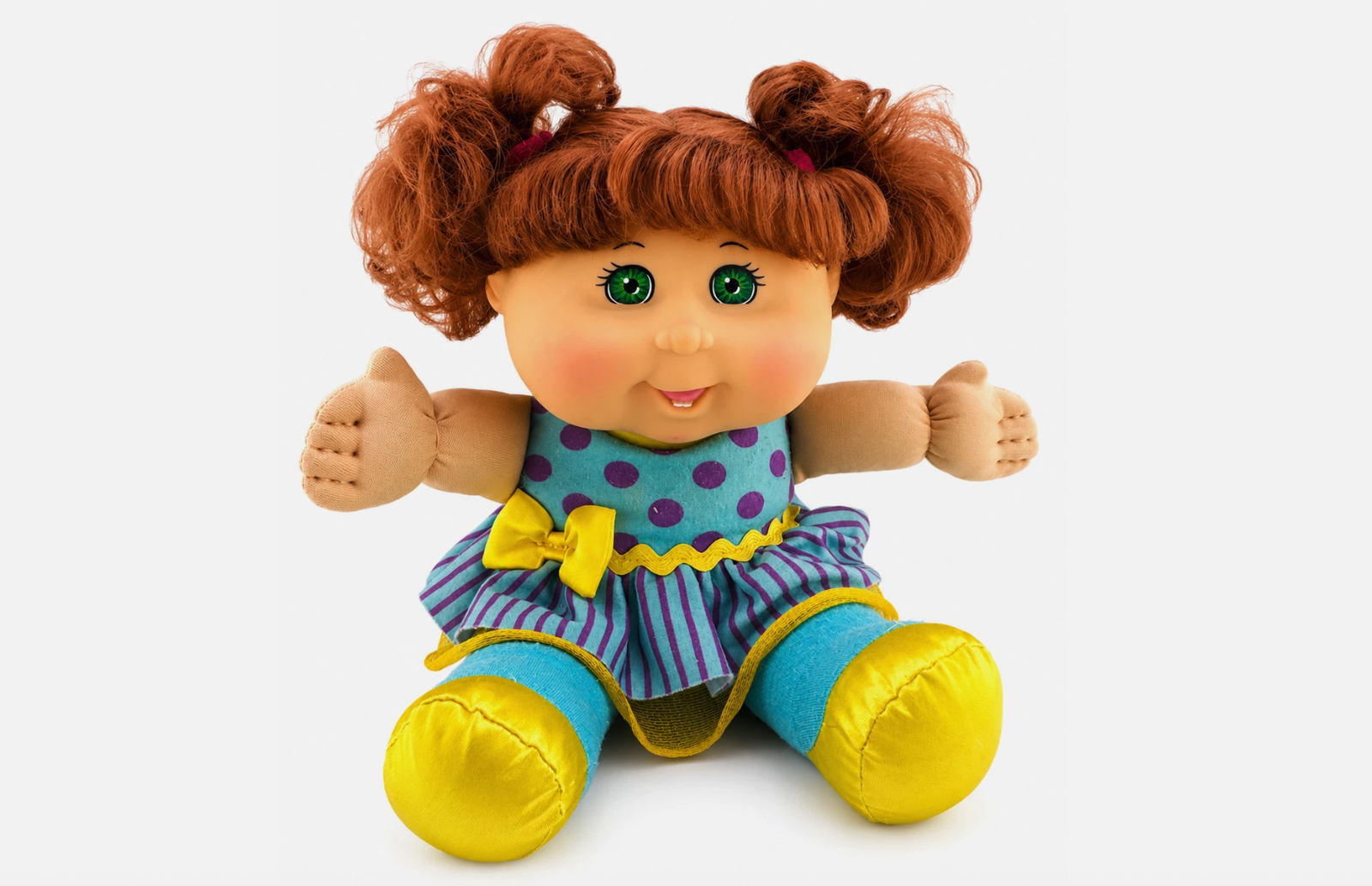 2011 Cabbage Patch Kids 11" Plush Doll Jakks Pacific Green Eyes Red Hair Toy