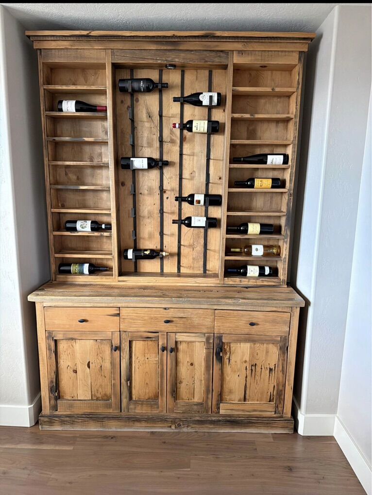 Custom Reclaimed Wood Wine Credenza