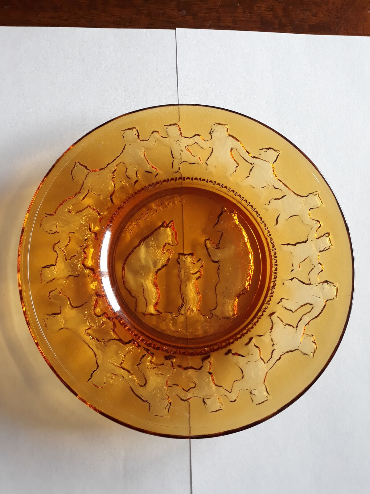 VINTAGE AMBER 3 BEAR PLATE