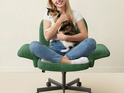 Cross Legged Office Chair - Adjustable Armrests - Deep Green