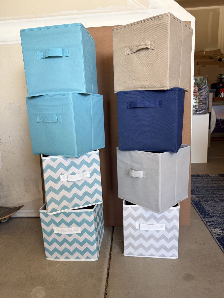 Assorted Storage Bins & Baskets - Plastic & Fabric (18 Total)