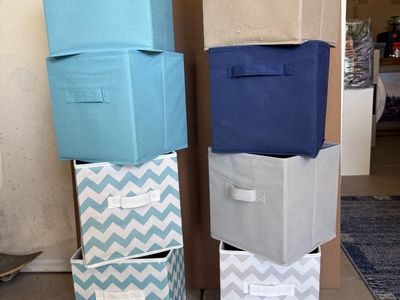 Assorted Storage Bins & Baskets - Plastic & Fabric (18 Total)