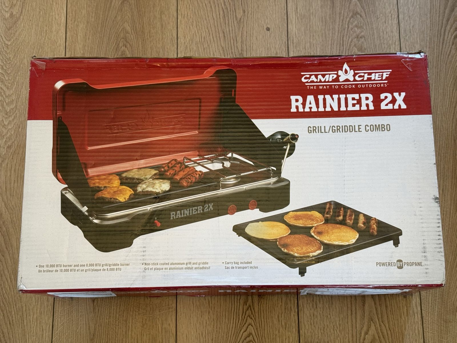 New Camp Chef Rainier 2X Camp Stove & Griddle Combo - 18,000 BTU, Carry Bag